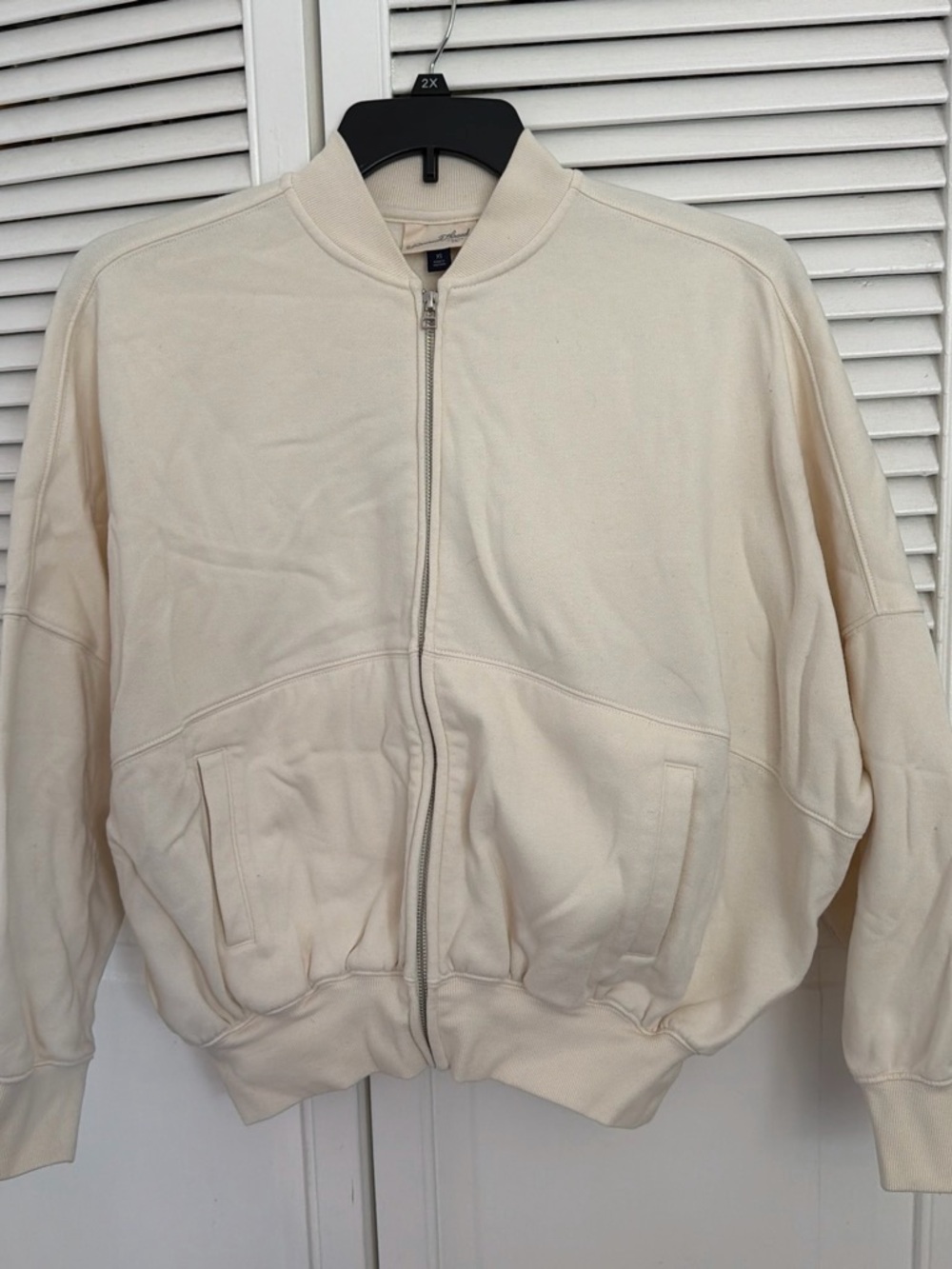 Universal Thread Cream Bomber Jacket with Zip Front
